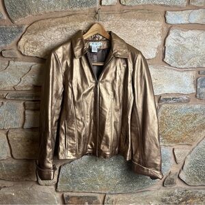 Coldwater Creek Shimmering Bronze Leather Jacket